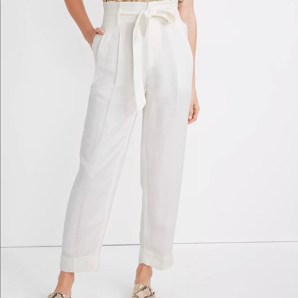 NWT Madewell Linen blend Paperbag Pants - Picture 3 of 5
